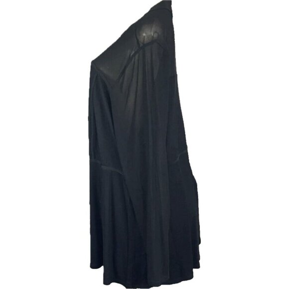 Torrid +4 Black Mock Neck Sheer Mesh Corset Stretch Seam Detail Long Sleeve Top - Picture 5 of 6